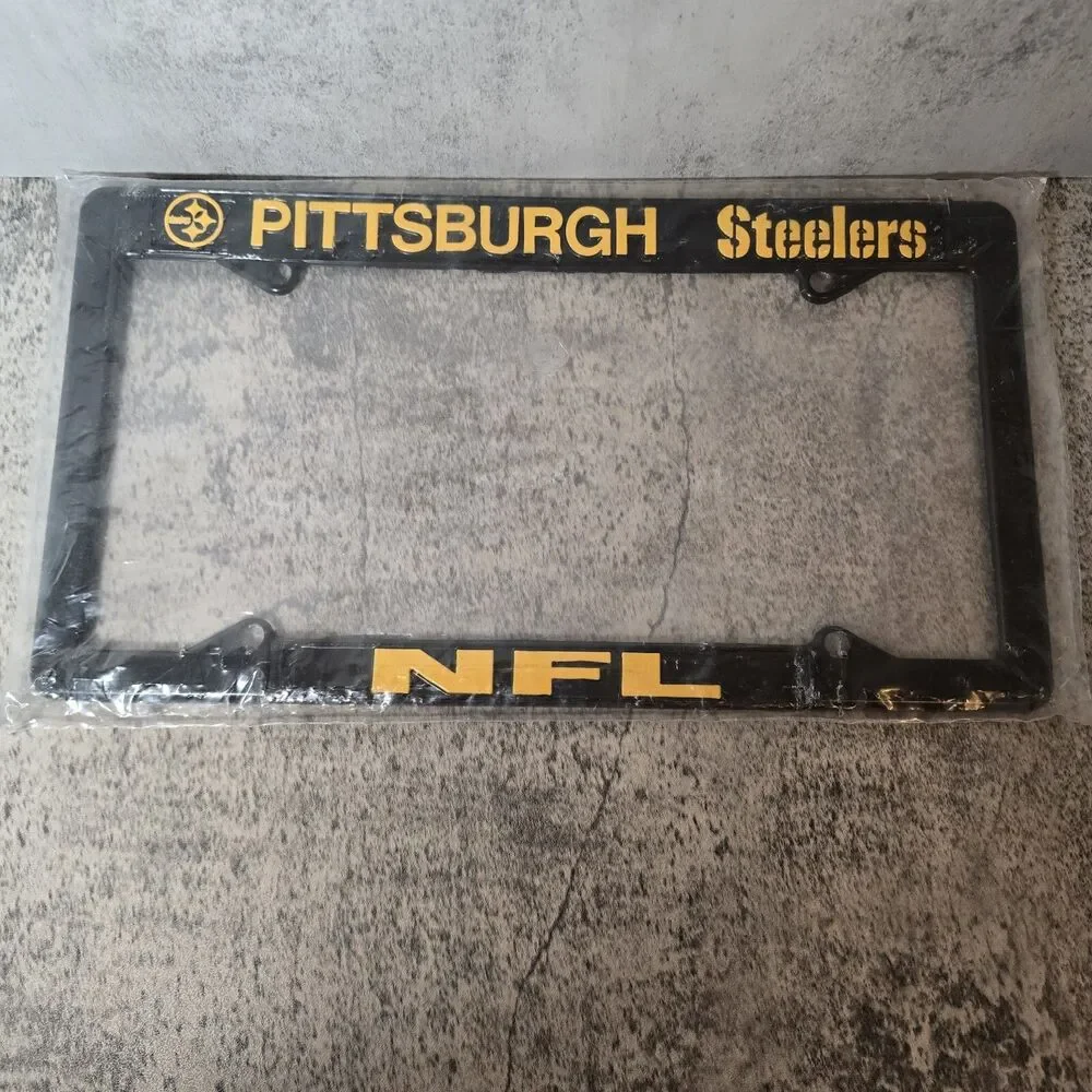 Pittsburgh Steelers Authentic Metal BLACK License Plate Frame Auto Truck Car NWT